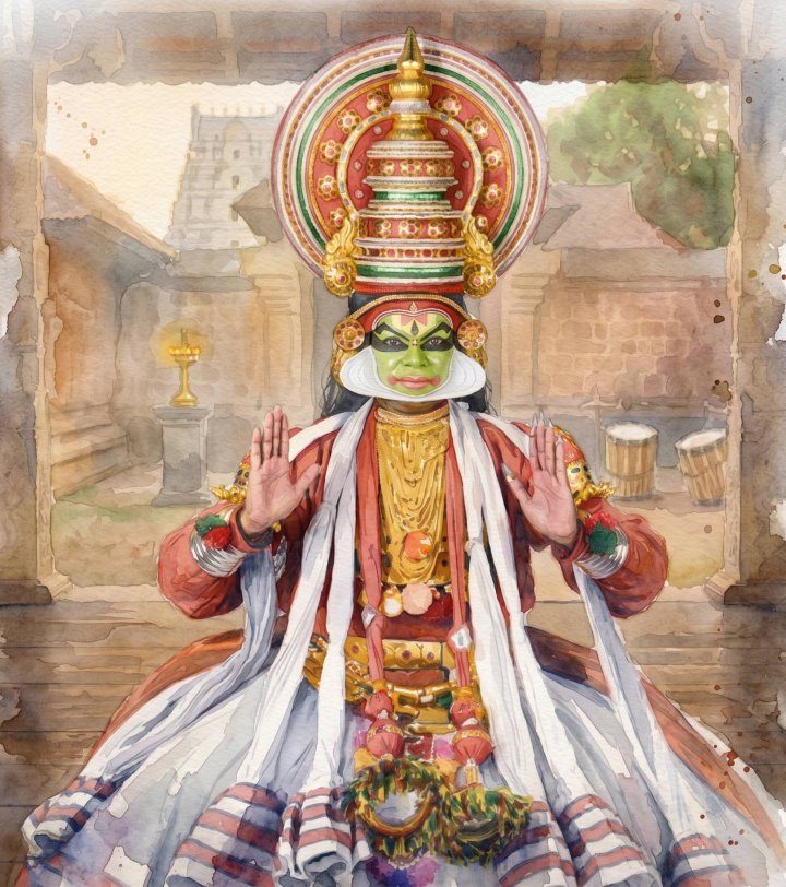 Kathakali dancer – watercolour